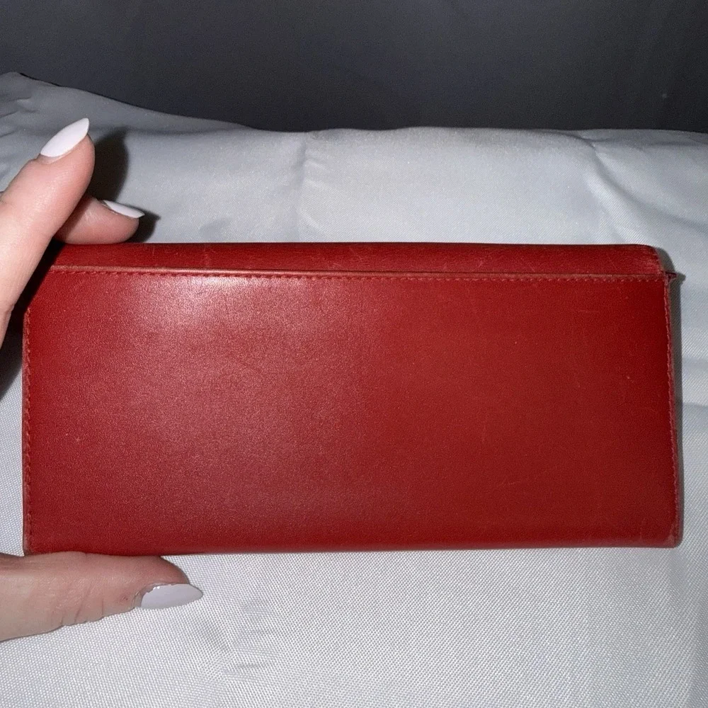 Coach Vintage Red Leather Bifold Credit Card Case Holder Wallet Made In Spain
